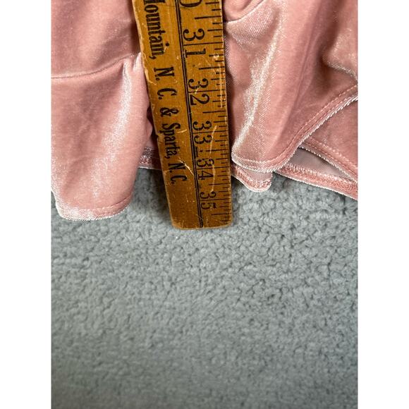 Aqua Dress Women M Pink Velvet Ruffled Sleeveless Made in U.S.A, Barbie Core - Picture 7 of 9